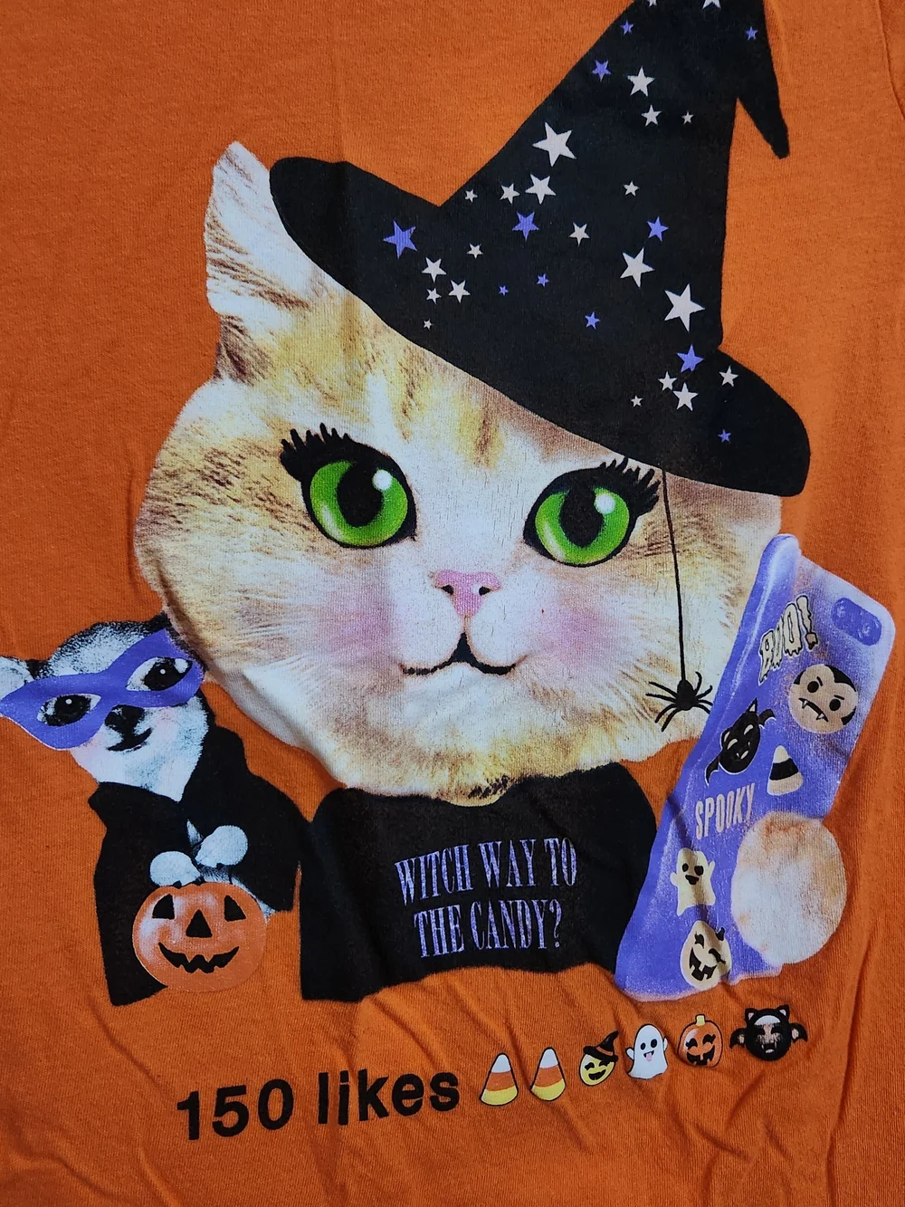 The Children's Place Orange Halloween Cat Witch Long Sleeve Tee